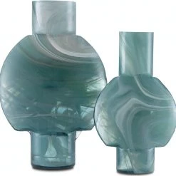 Currey & Company Large Lollipop Turquoise Glass Vase Vases + Pots + Planters