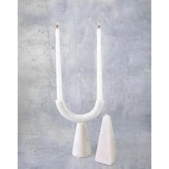 Bidk Home Accessories White Marble Pillar Candle Holder