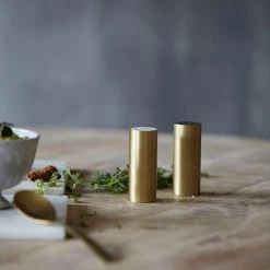 Society Of Lifestyle Brass Salt And Pepper Shaker Set Servingware + Utensils