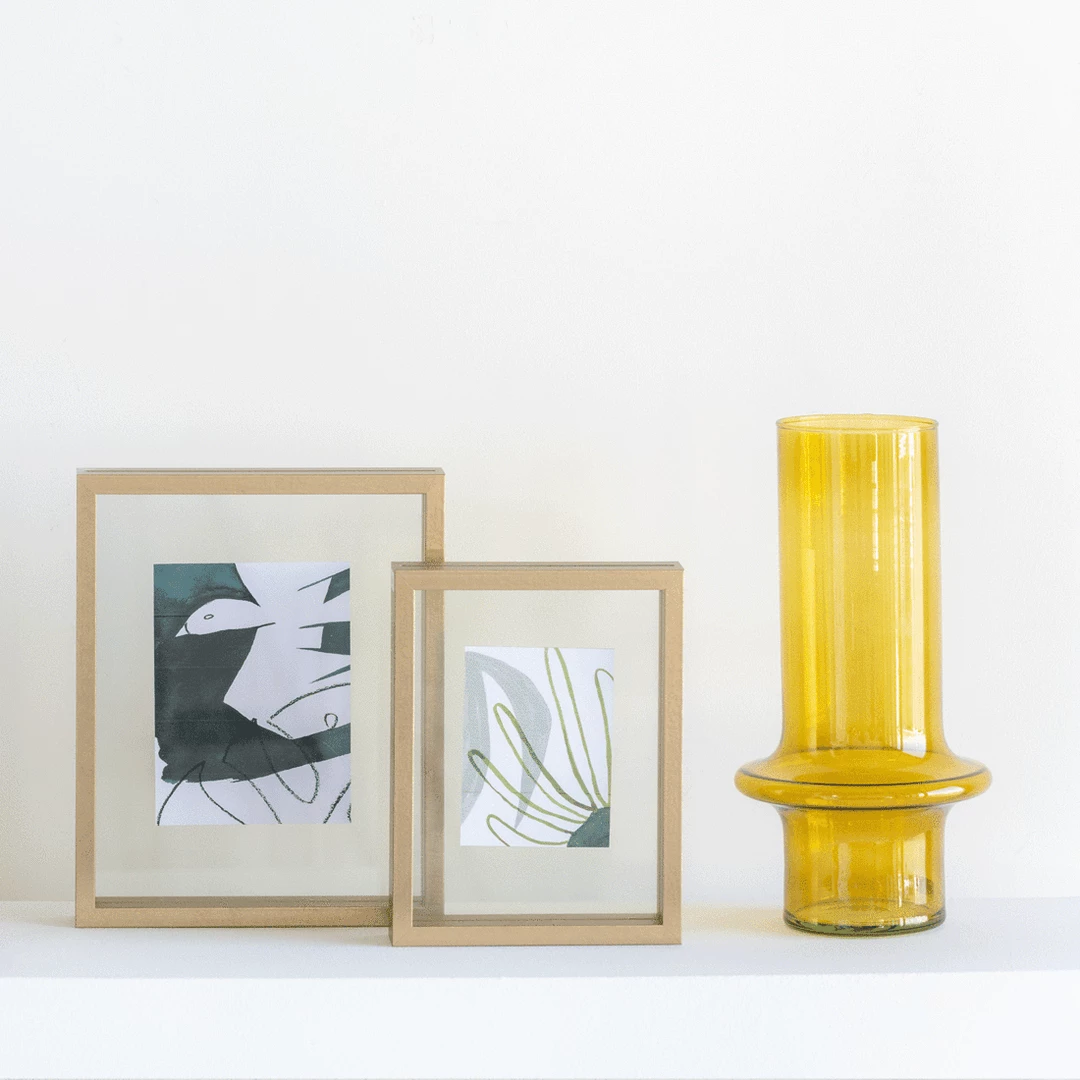 Bidk Home Yellow Recycled Glass Vase Vases + Pots + Planters