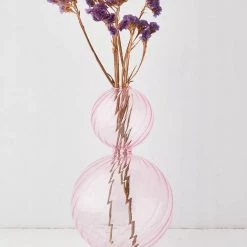 Creative Co-Op Twisted Pink Glass Vase