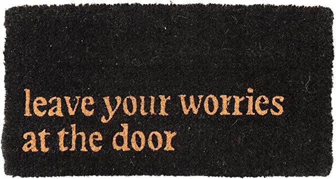 Creative Co-Op Leave Your Worries At The Door Doormat Rugs + Mats