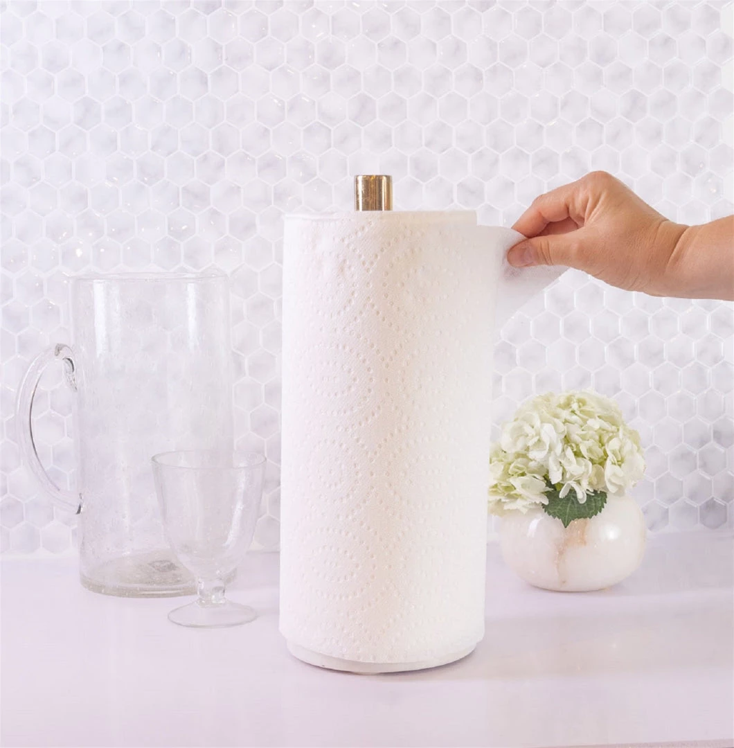 Bidk Home White & Gold Marble Paper Towel Holder