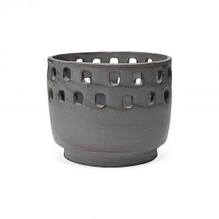 Jaime Young Vases + Pots + Planters Large Grey Perforated Pot