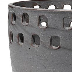 Jaime Young Vases + Pots + Planters Large Grey Perforated Pot