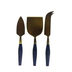 Be Home Black Wood & Antique Bronze Cheese Set Servingware + Utensils