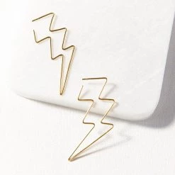 Ink + Alloy Lightning Bolt Wire Earrings Jewelry