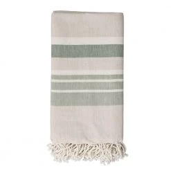 Bloomingville Mint Stripe Woven Throw Throws + Bedding + Pillows