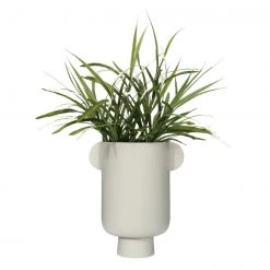 Bloomingville Matte Beige Metal Handles Vase