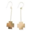 Ink + Alloy Small Brass Cross Stick Earrings Jewelry
