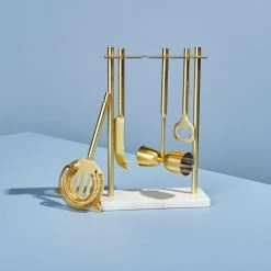 Be Home Gold And Marble Bar Set Servingware + Utensils