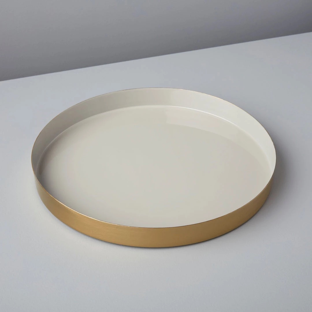 Be Home Gold & Enamel Round Tray Bowls + Trays