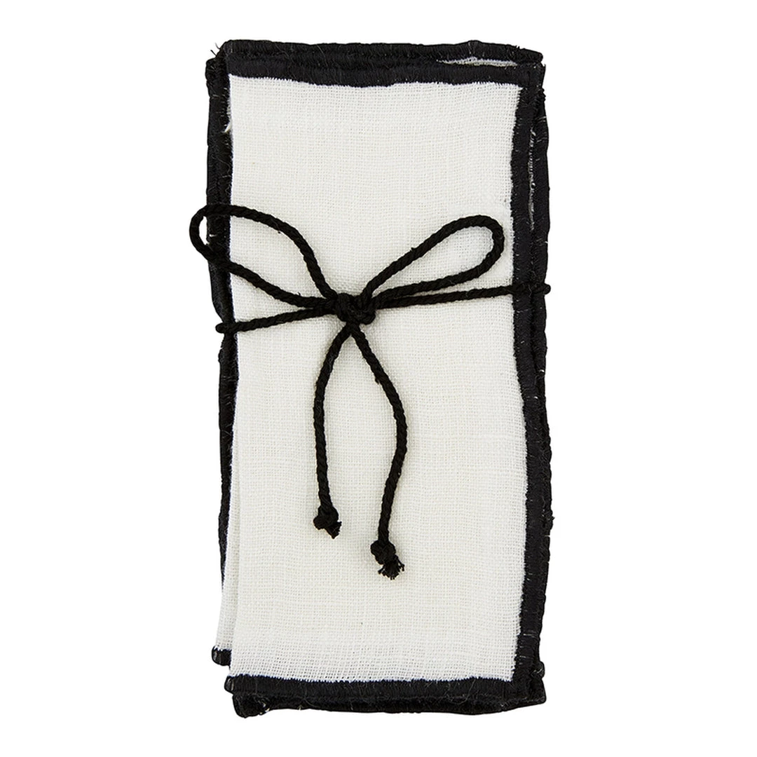 Santa Barbara Design Studio Textiles Ivory Linen Napkins With Black Edges