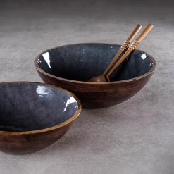 Zodax Desert Oasis Gray Mango Wood Bowl Bowls + Trays