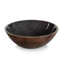Zodax Desert Oasis Gray Mango Wood Bowl Bowls + Trays