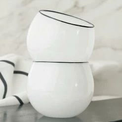 Santa Barbara Design Studio Roly Poly Glass White With Thin Black Rim