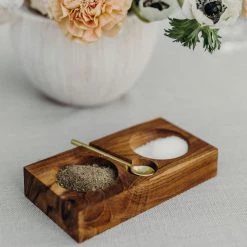 Be Home Teak Double Cellar With Gold Spoon Servingware + Utensils