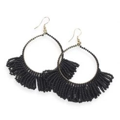 Ink+Alloy Fringe Seed Bead Hoop Earrings