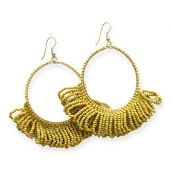 Ink+Alloy Fringe Seed Bead Hoop Earrings
