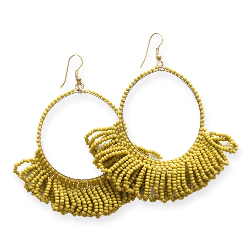 Ink+Alloy Fringe Seed Bead Hoop Earrings