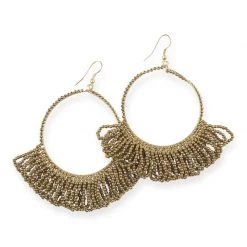 Ink+Alloy Fringe Seed Bead Hoop Earrings