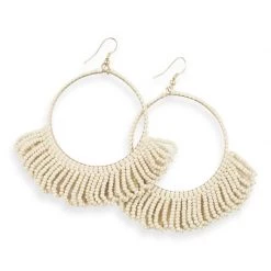 Ink+Alloy Fringe Seed Bead Hoop Earrings
