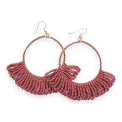 Ink+Alloy Fringe Seed Bead Hoop Earrings