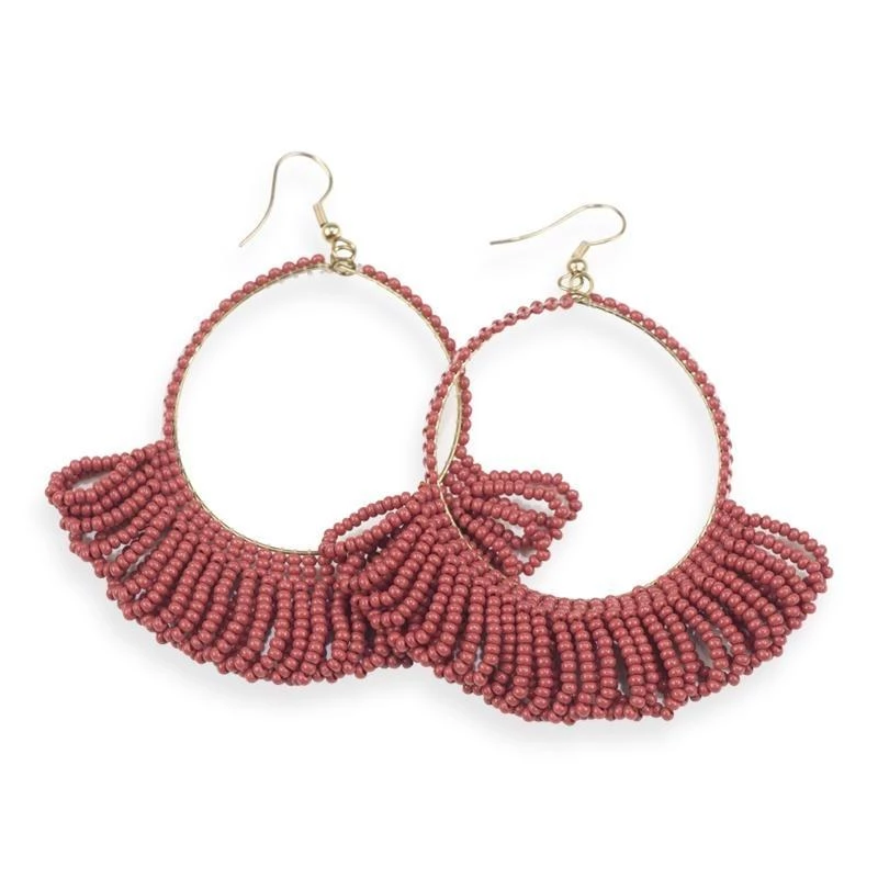 Ink+Alloy Fringe Seed Bead Hoop Earrings