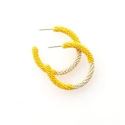 Ink + Alloy Small Beaded Color Block Hoop Earrings Jewelry