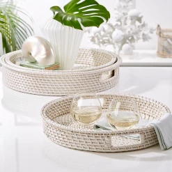 Tozai Bowls + Trays White Rattan Basket Trays