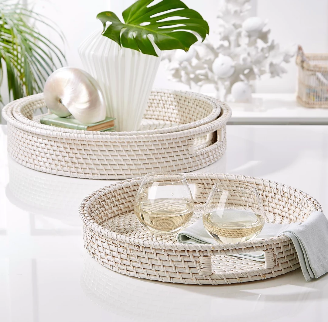 Tozai Bowls + Trays White Rattan Basket Trays