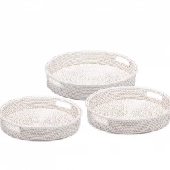 Tozai Bowls + Trays White Rattan Basket Trays