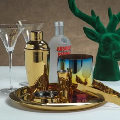 Zodax Gold Stainless Steel Round Serving Tray