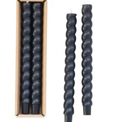 Creative Co-Op Twisted Taper Black Candle Box Set