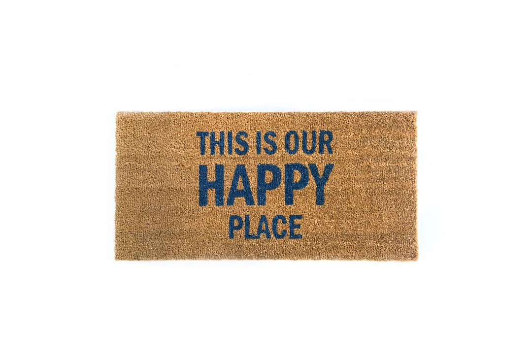 Bloomingville Rugs + Mats This Is Our Happy Place Coir Door Mat