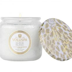 Voluspa Suede Blanc Petite Jar Candle Candles + Diffusers