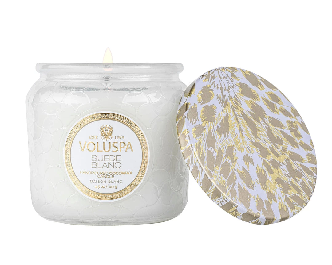 Voluspa Suede Blanc Petite Jar Candle Candles + Diffusers