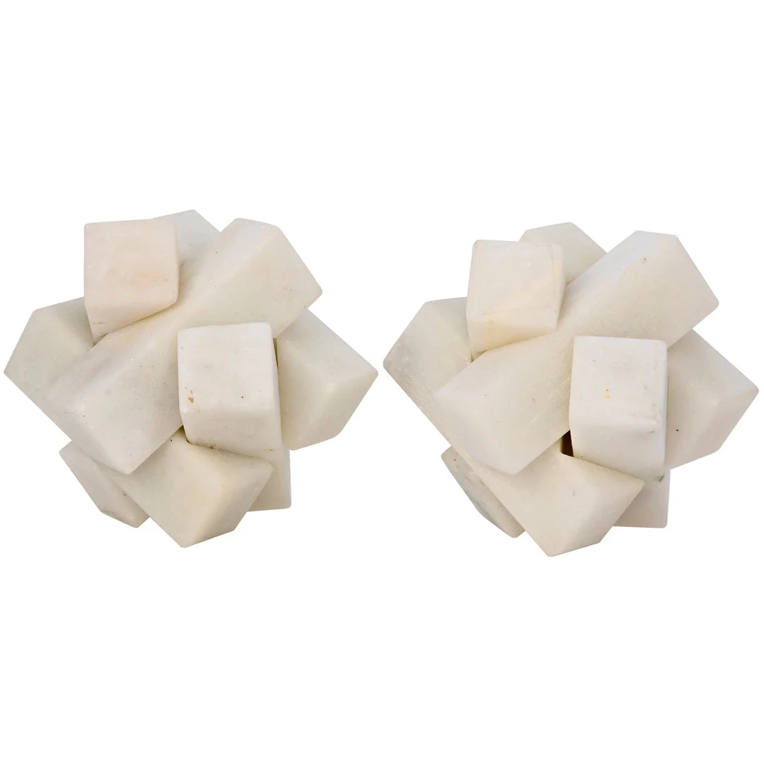 Noir White Marble Cube Puzzle Object Accessories