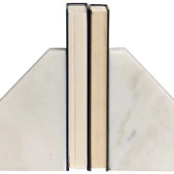 Noir Slide White Marble Bookends Accessories