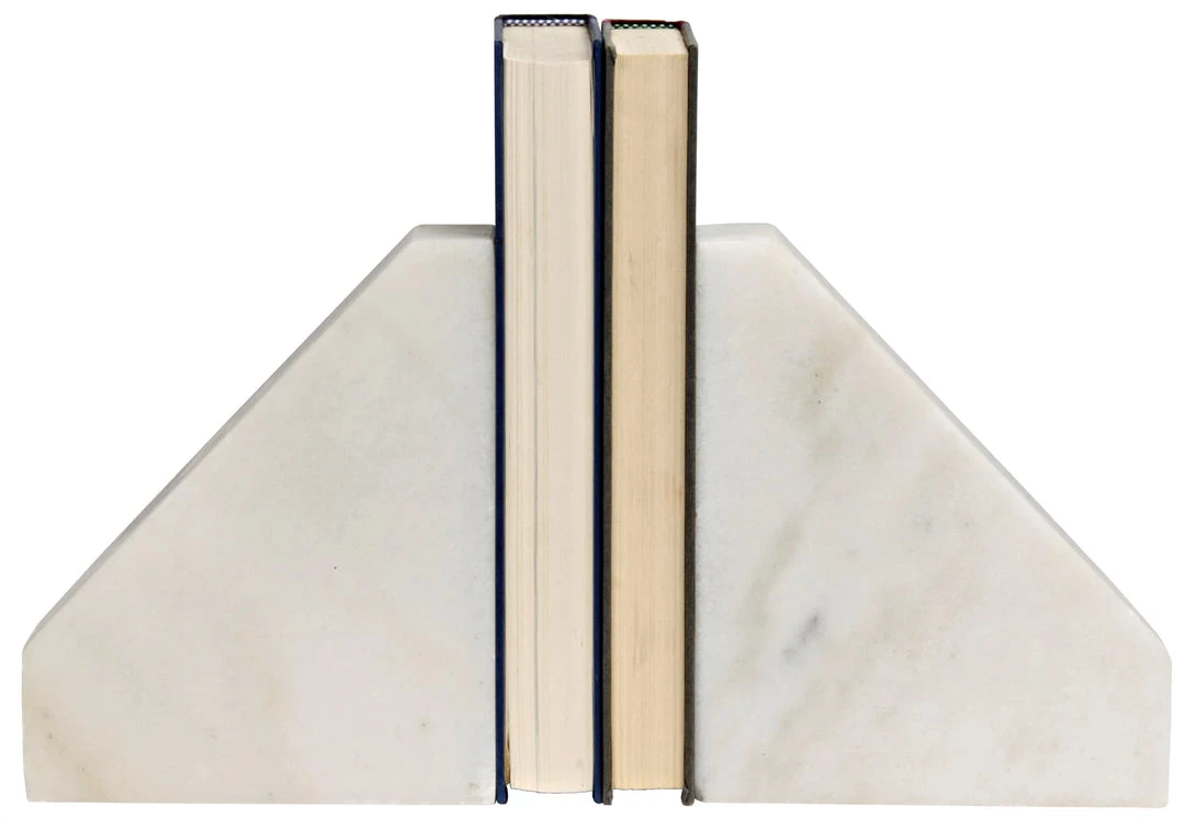 Noir Slide White Marble Bookends Accessories