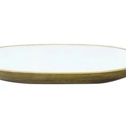 Be Home Bowls + Trays Mango Wood & White Enamel Oval Dish