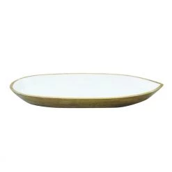 Be Home Bowls + Trays Mango Wood & White Enamel Oval Dish
