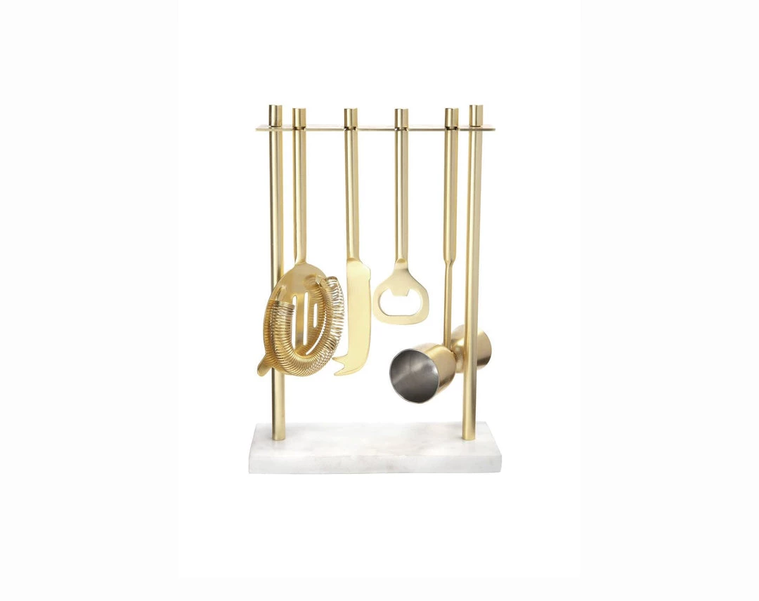 Be Home Gold And Marble Bar Set Servingware + Utensils