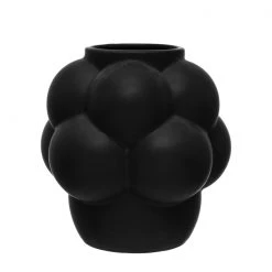 Creative Co-Op Matte Black Stoneware Vase With Raised Dots