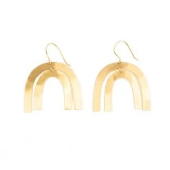 Ink+Alloy Jewelry Matte Brass Rainbow Dangle Earrings