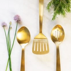 Be Home Servingware + Utensils Matte Gold Mixing Spoon