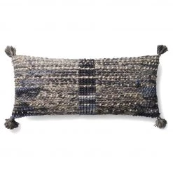 Loloi Rugs Grey Multi Lumbar Tassel Pillow Throws + Bedding + Pillows