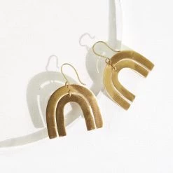 Ink+Alloy Jewelry Matte Brass Rainbow Dangle Earrings