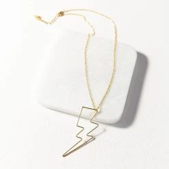 Ink + Alloy Lightning Bold Brass Wire Necklace Jewelry