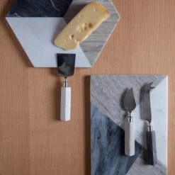 Be Home Geometric Marble Triangular Cheese Set Servingware + Utensils